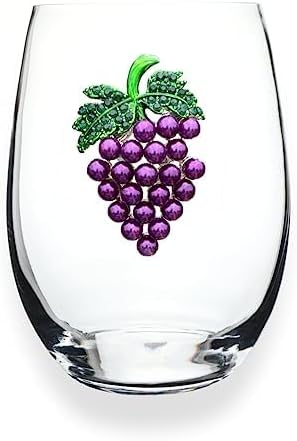Purple Grapes Jeweled Stemless Wine Glass