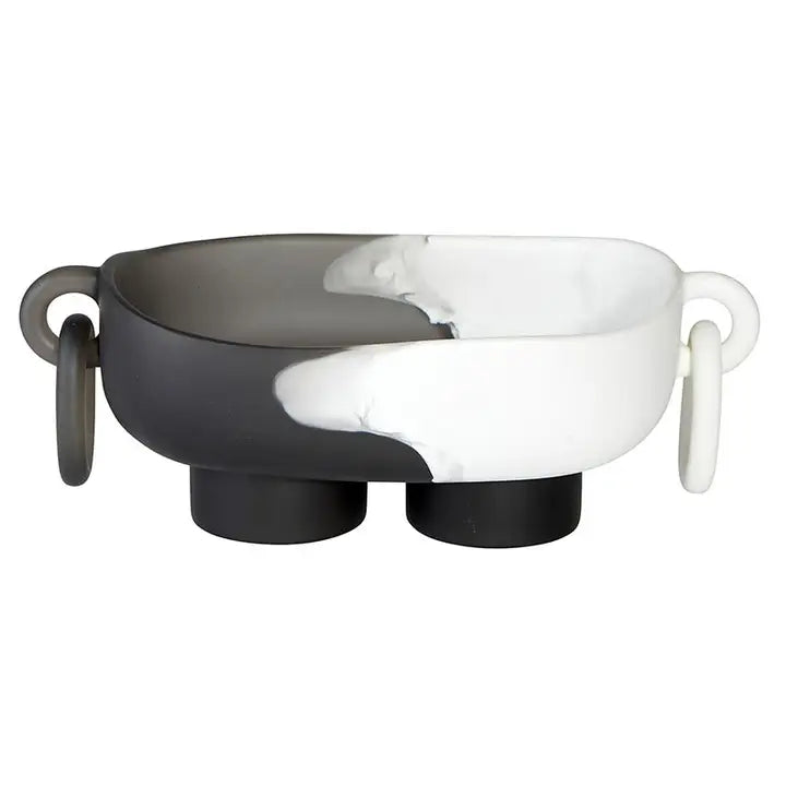 Gray & White Resin - Oblong Bowl