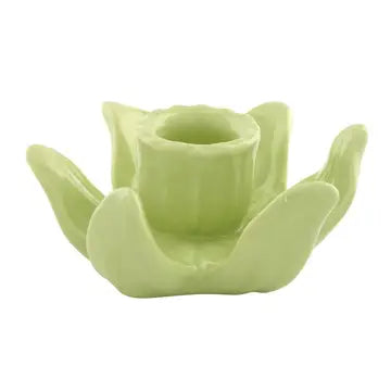 Green Blossom Taper Candle Holder