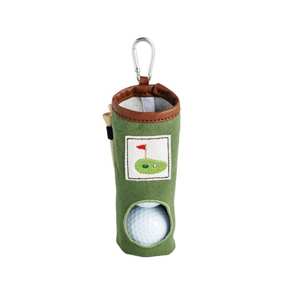 Llavero verde bordado con dos pelotas de golf
