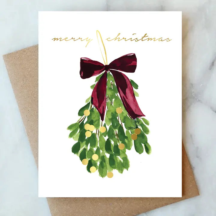 Tarjeta navideña - Feliz Navidad - Muérdago