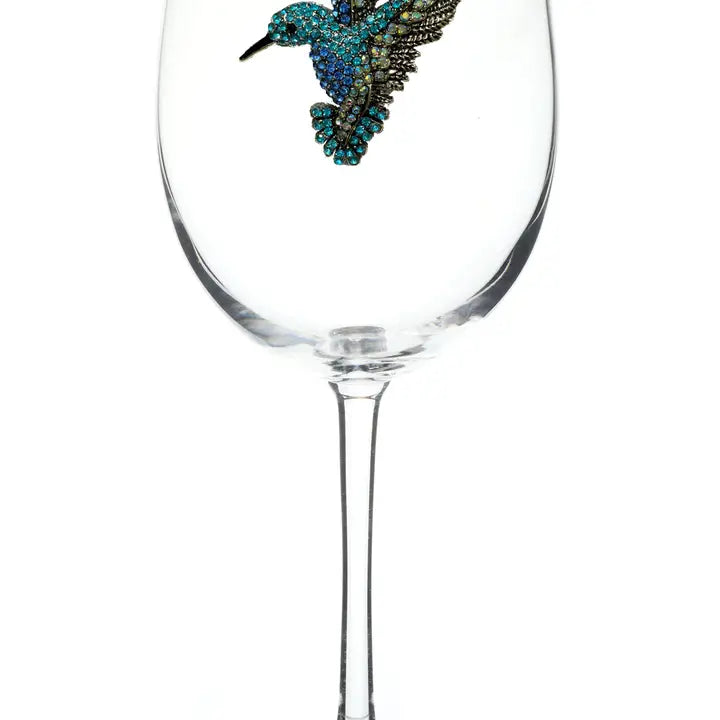 Hummingbird Jeweled Stemmed Wine Glass