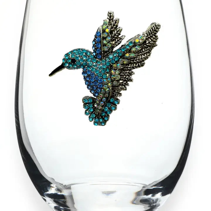 Hummingbird Jeweled Stemless Wine Glass