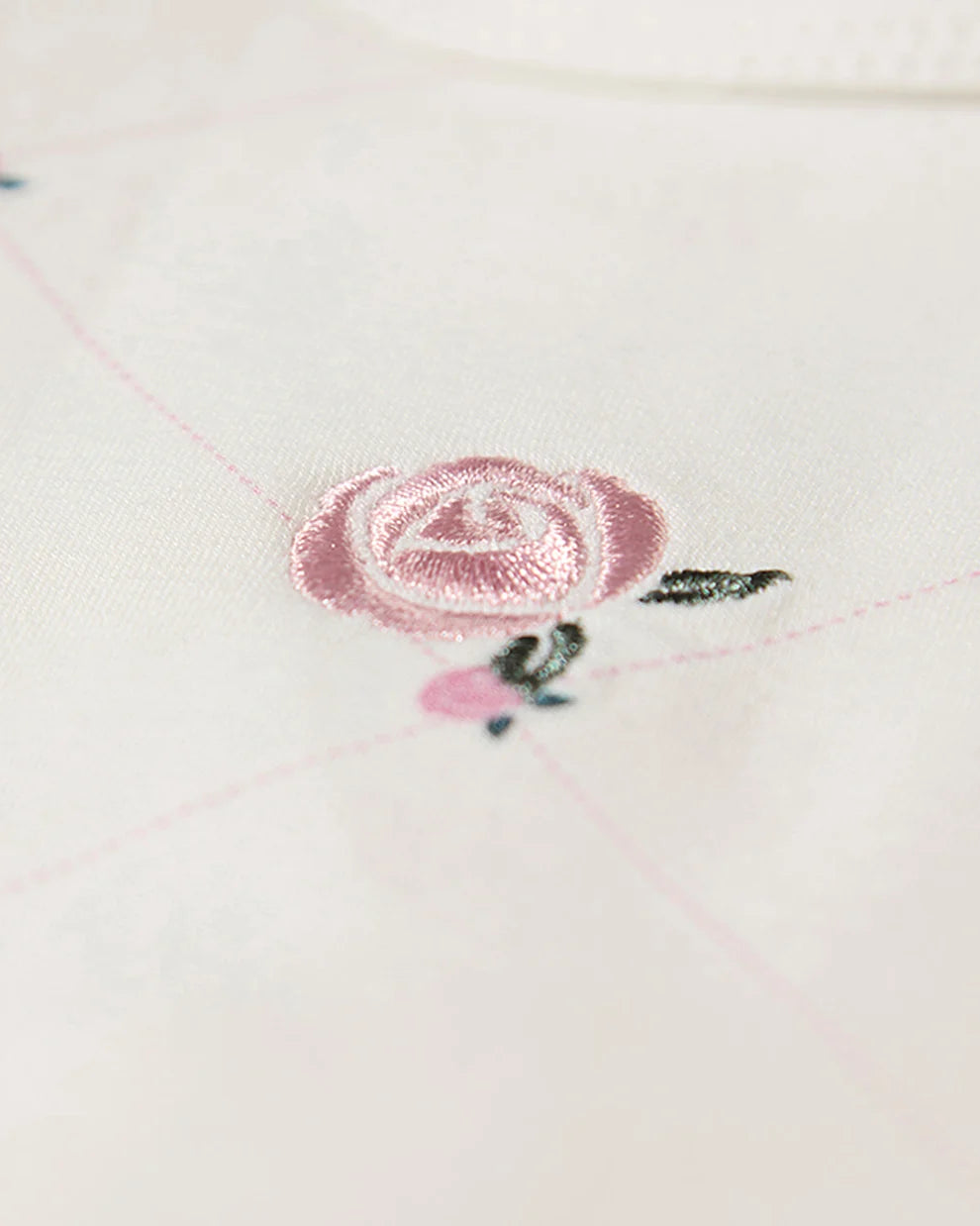 Baby Girls "Rosettes and Stitching" Cotton/Rayon-Blend Footie