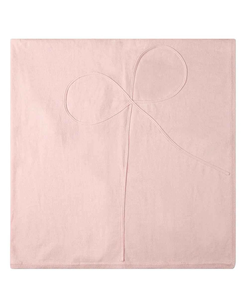 Baby Girls 100% Cotton Fine-Gauge Knit Blanket with Tonal Knit Bow