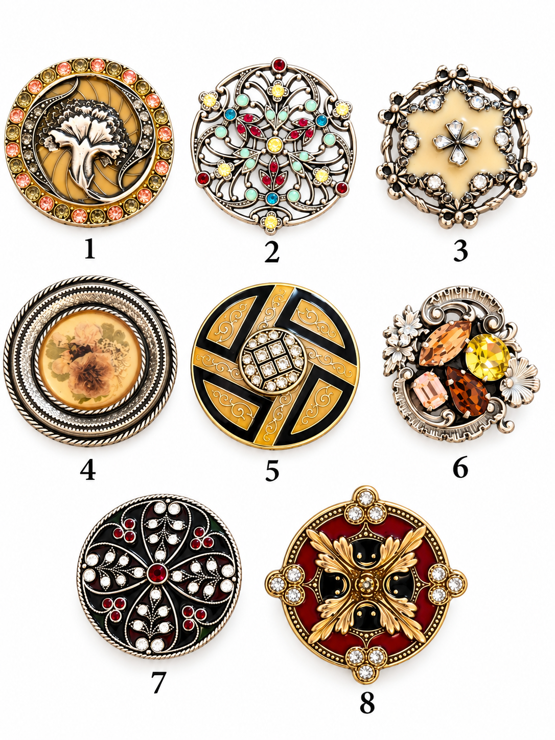 Round Jeweled Pins - Assorted