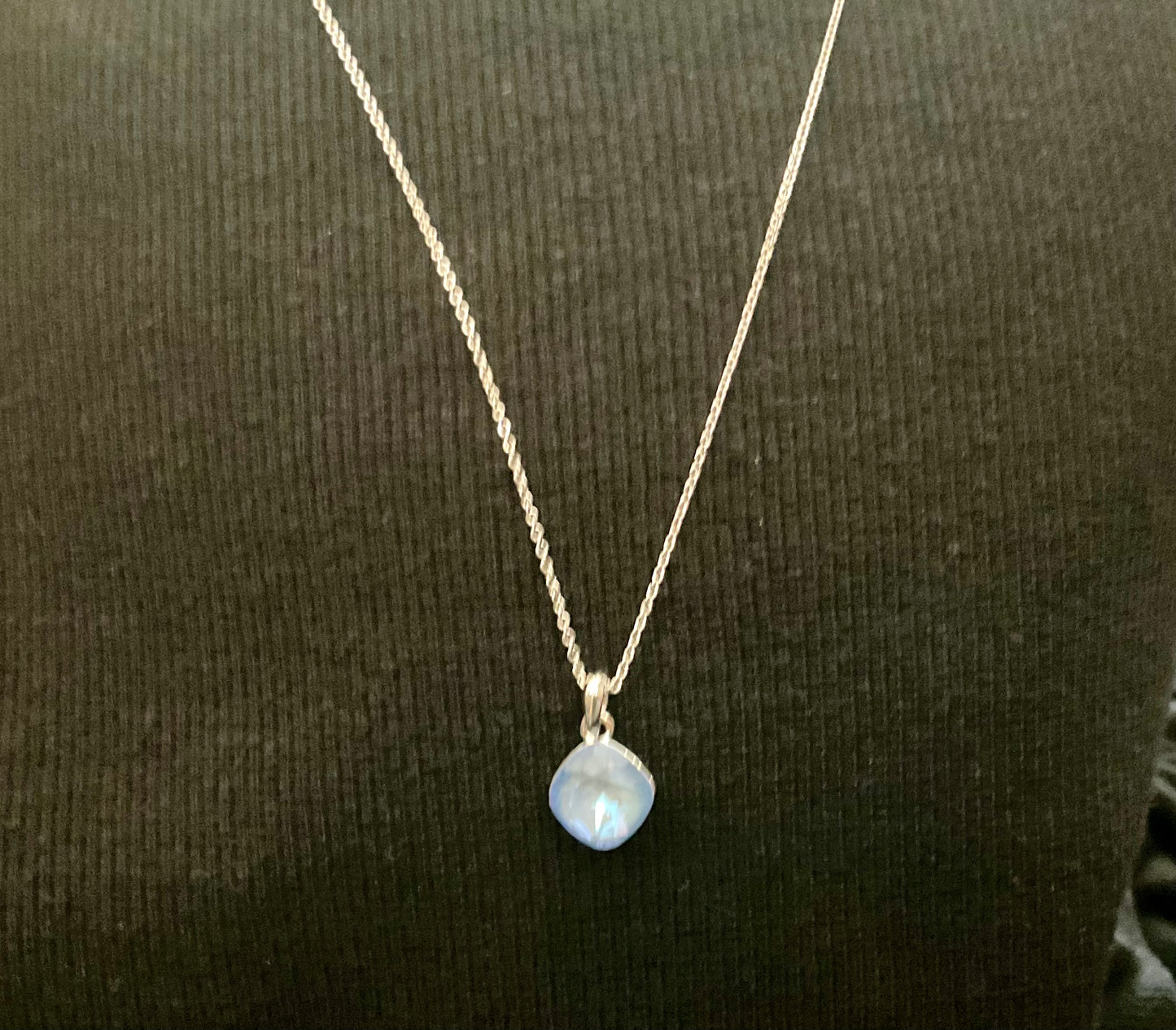 Swarovski Blue Silver Crystal Charm Necklace