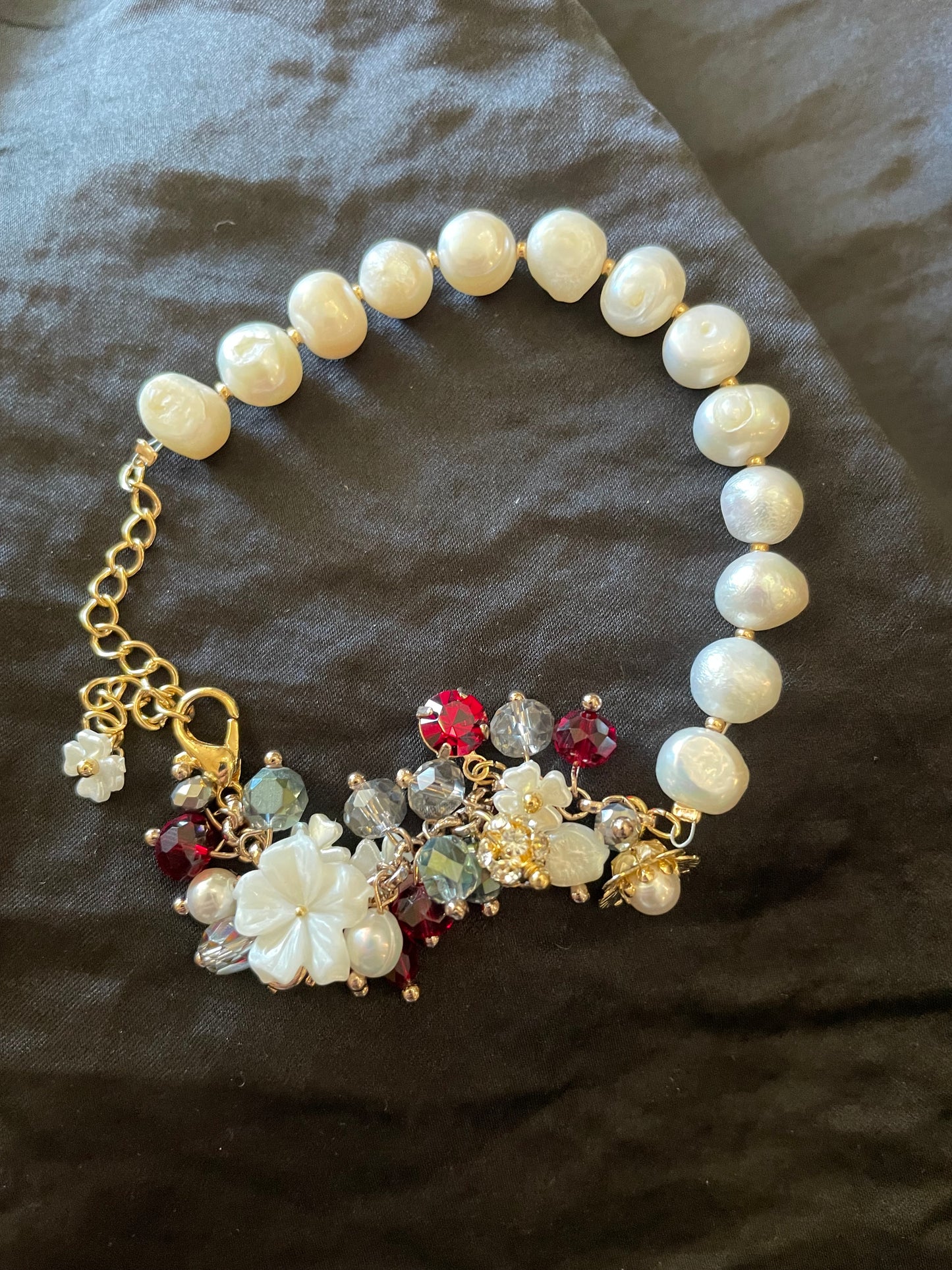 Handmade Mother of Pearl with crystals Bracelet