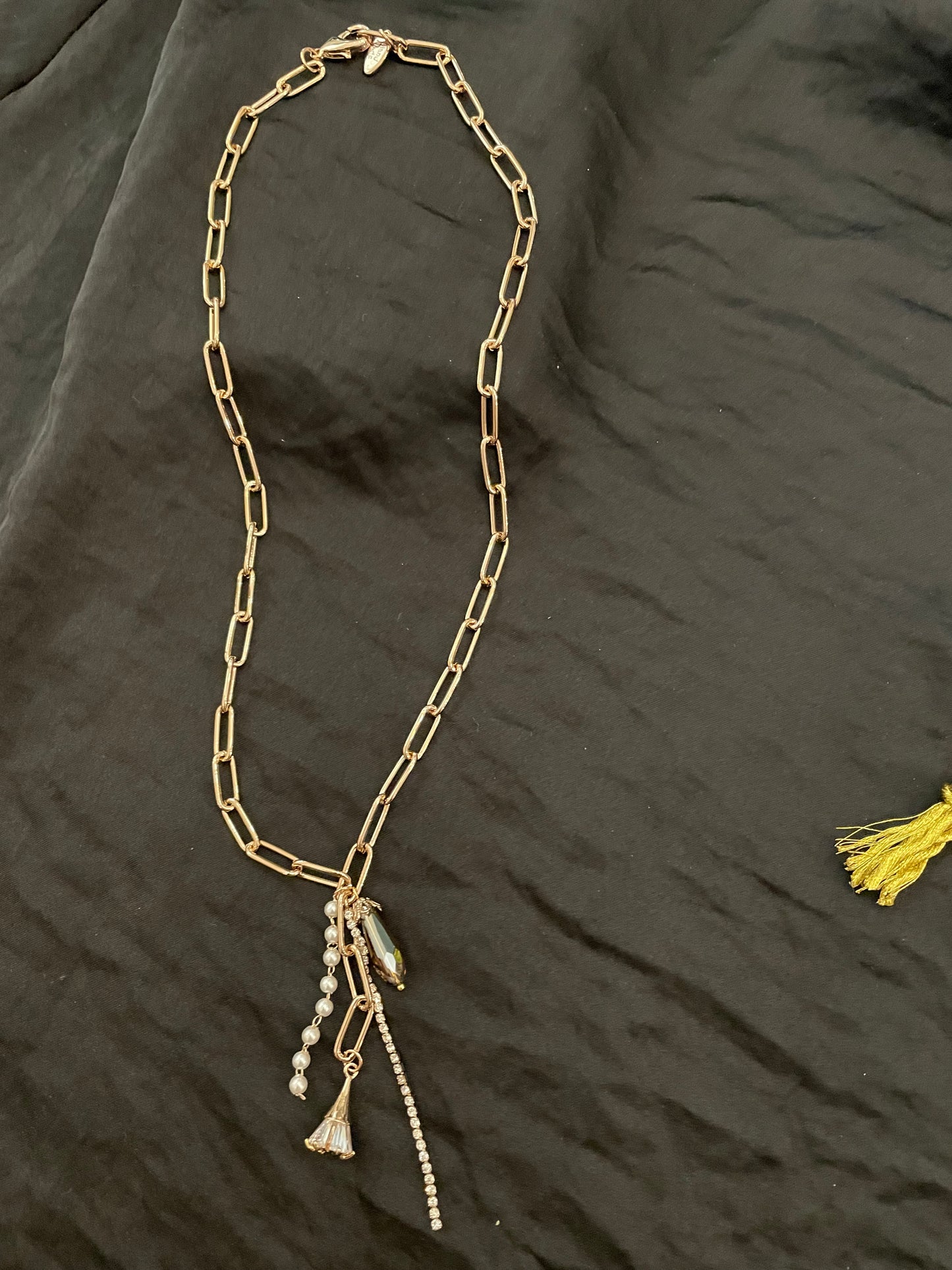 Chain Link Necklace with tassel pendant