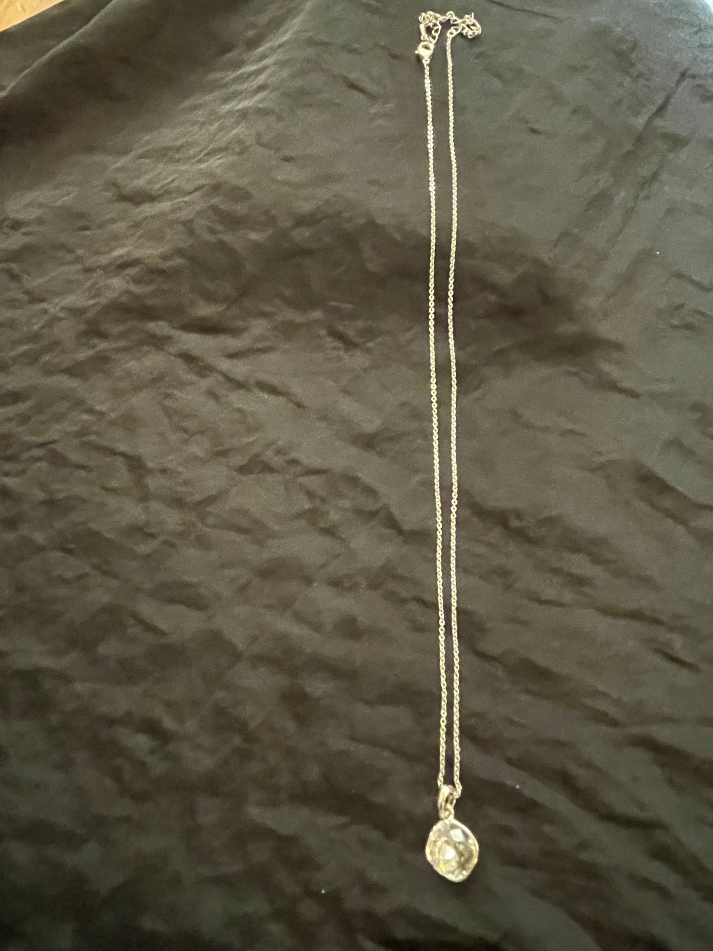 Swarovski Blue Silver Crystal Charm Necklace