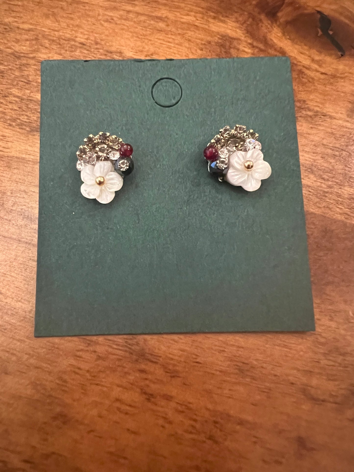 Handmade Flower Deco Earrings - White