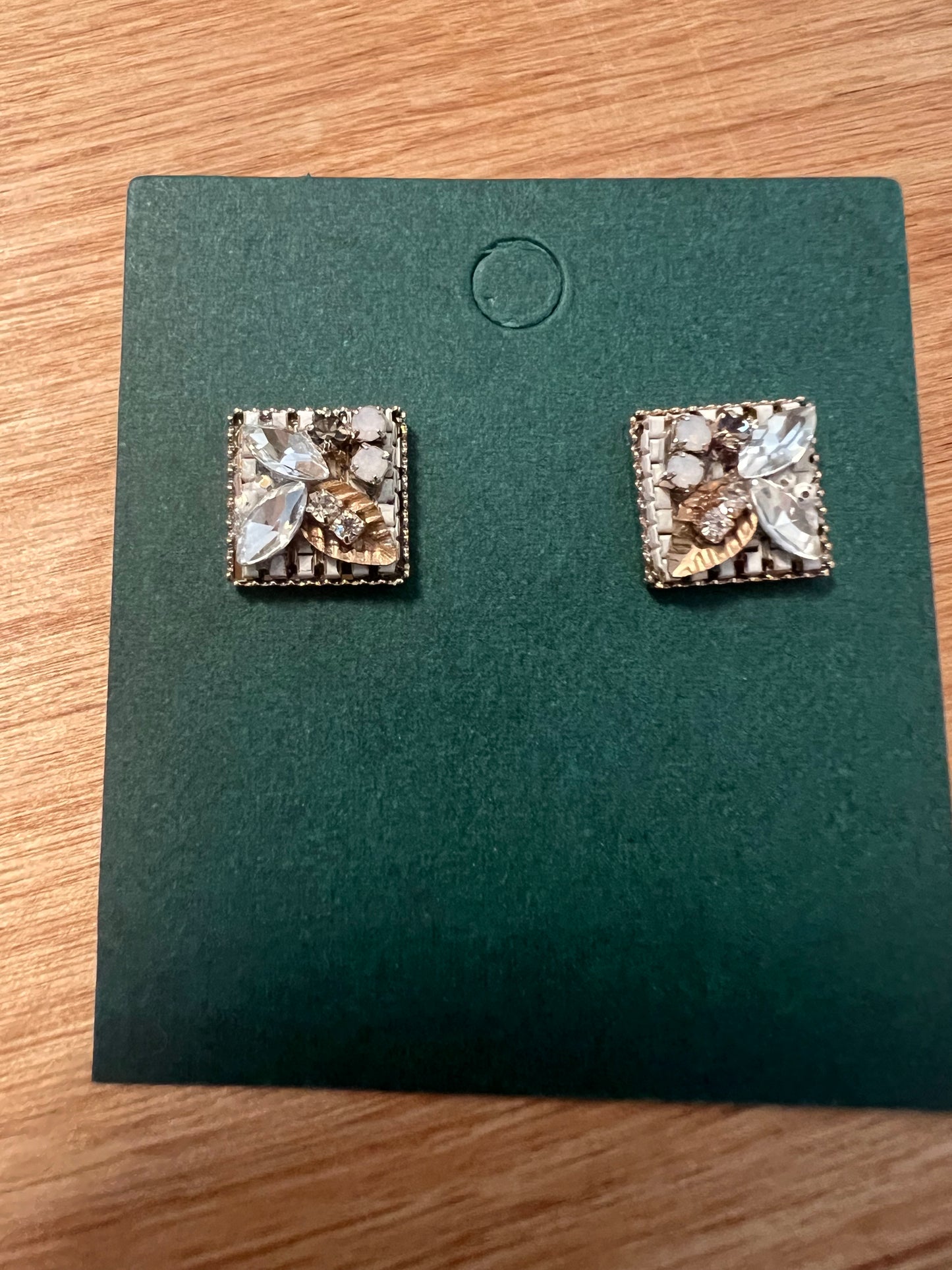 Crystal and Old Gold Earrings