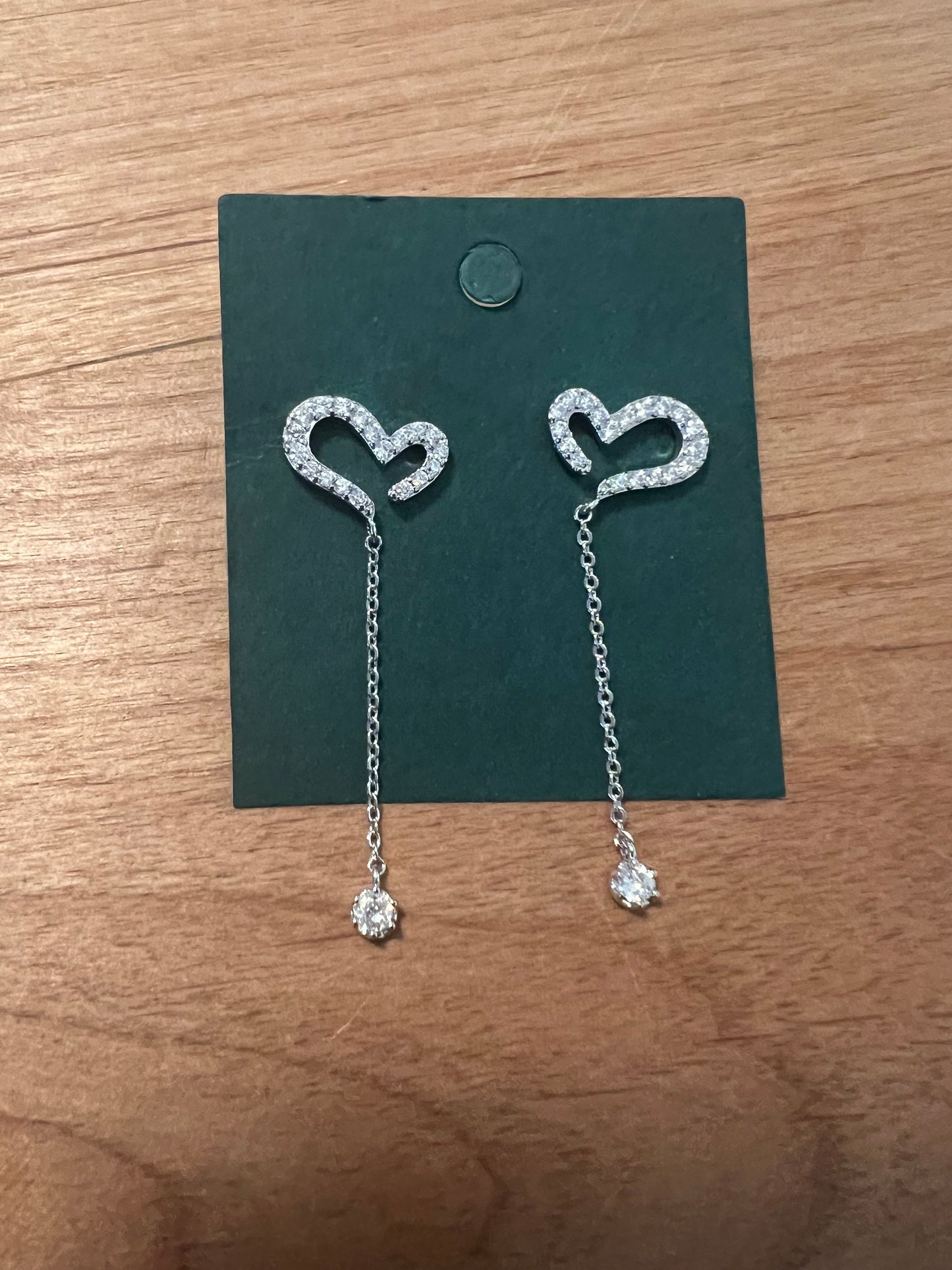 Silver Heart Dangle Earrings