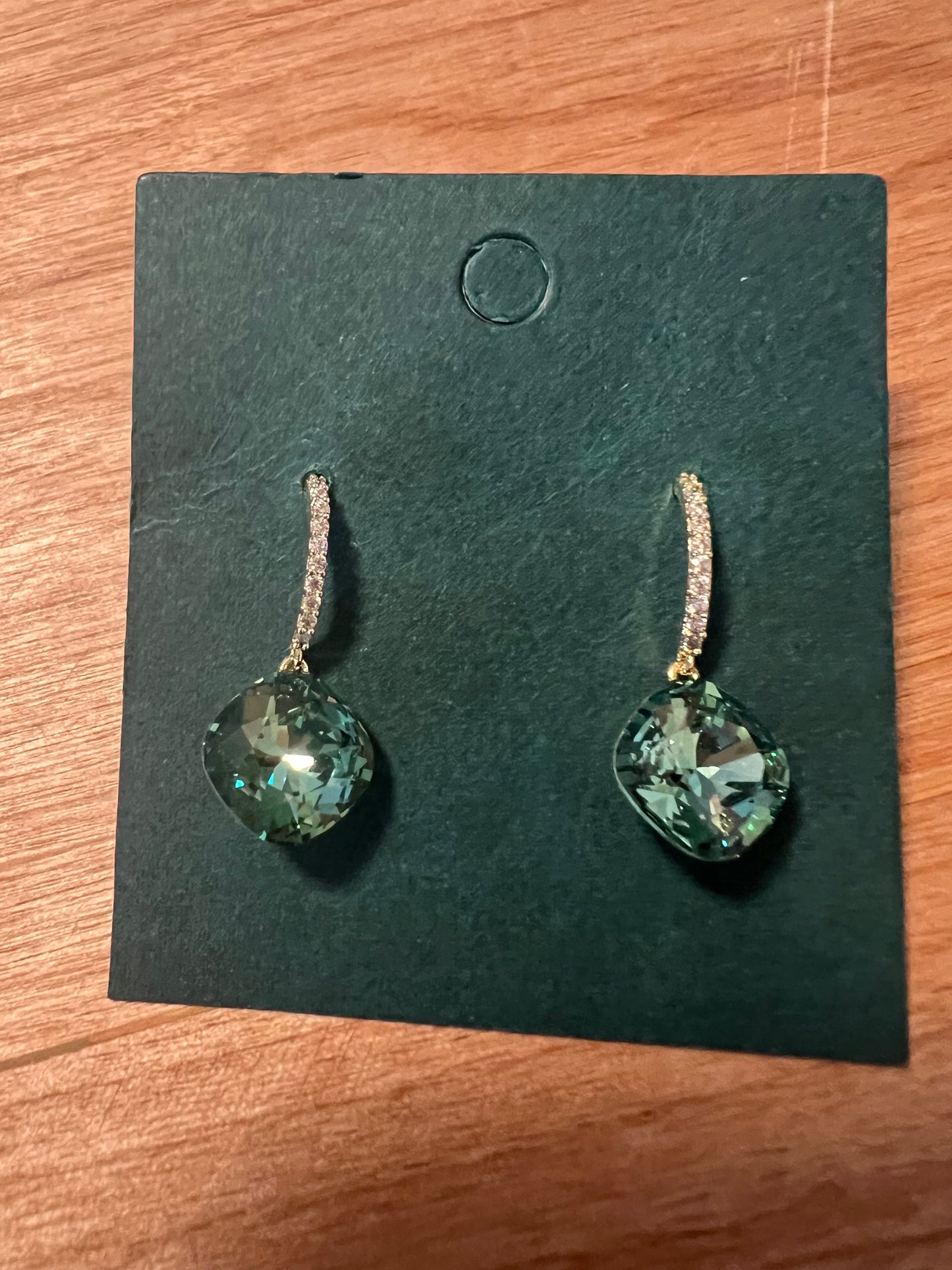 Tourmaline Swarovski Crystal Dangle Earrings