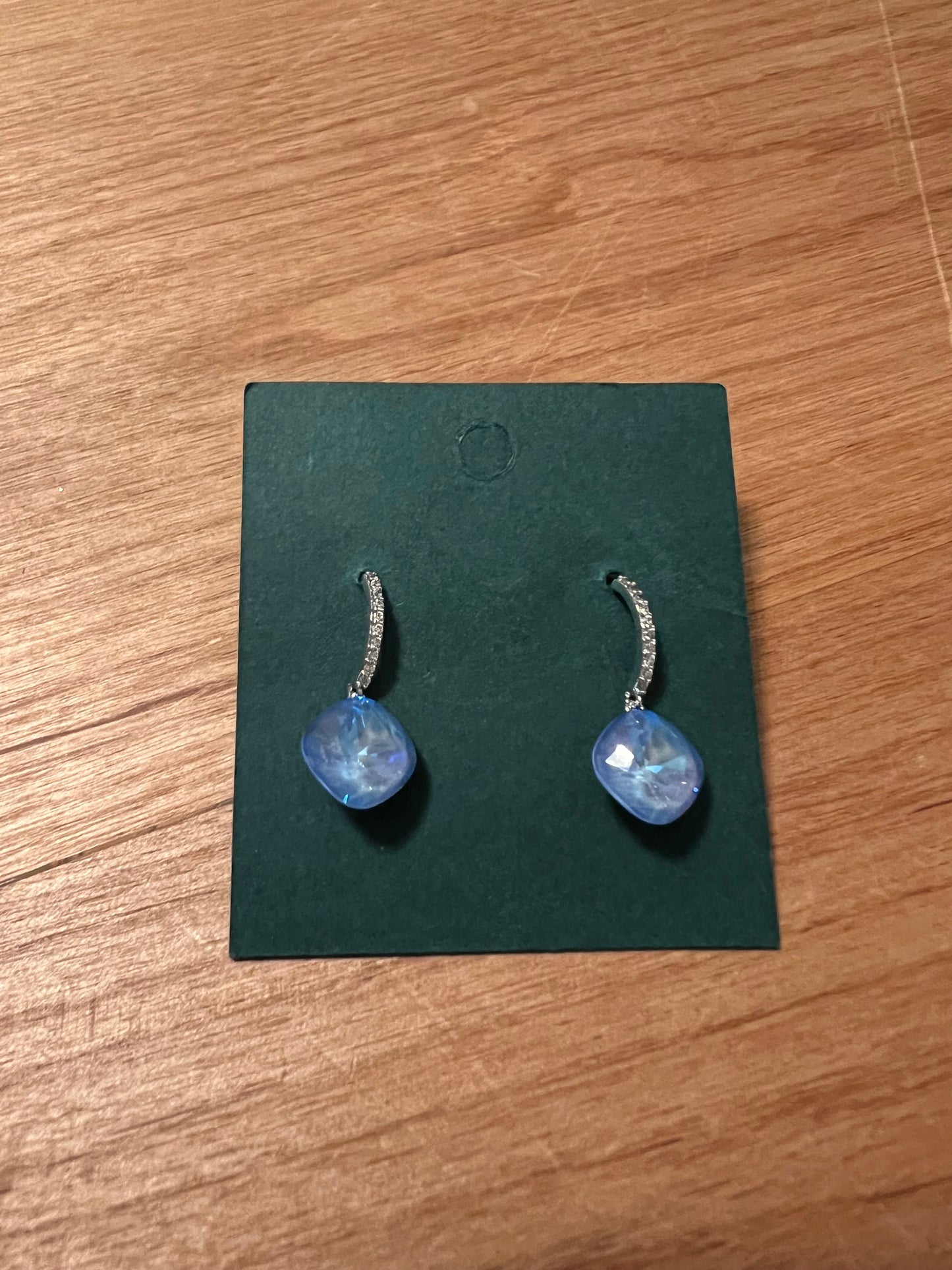 Blue Topaz Swarovski Crystal Dangle Earrings