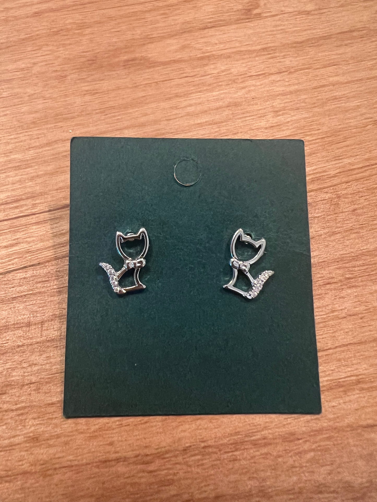 Silver Silhouette Kitty Earrings