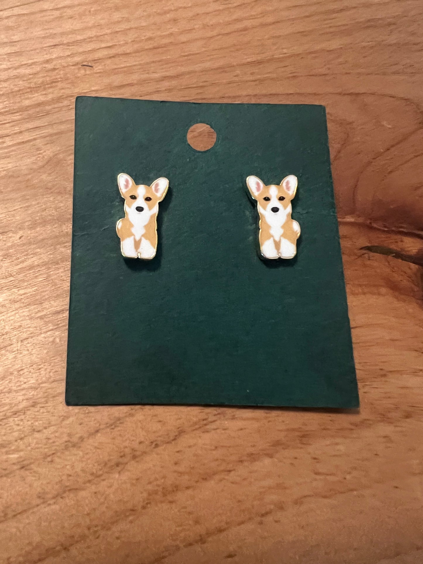 Enamel Style Corgi Earrings