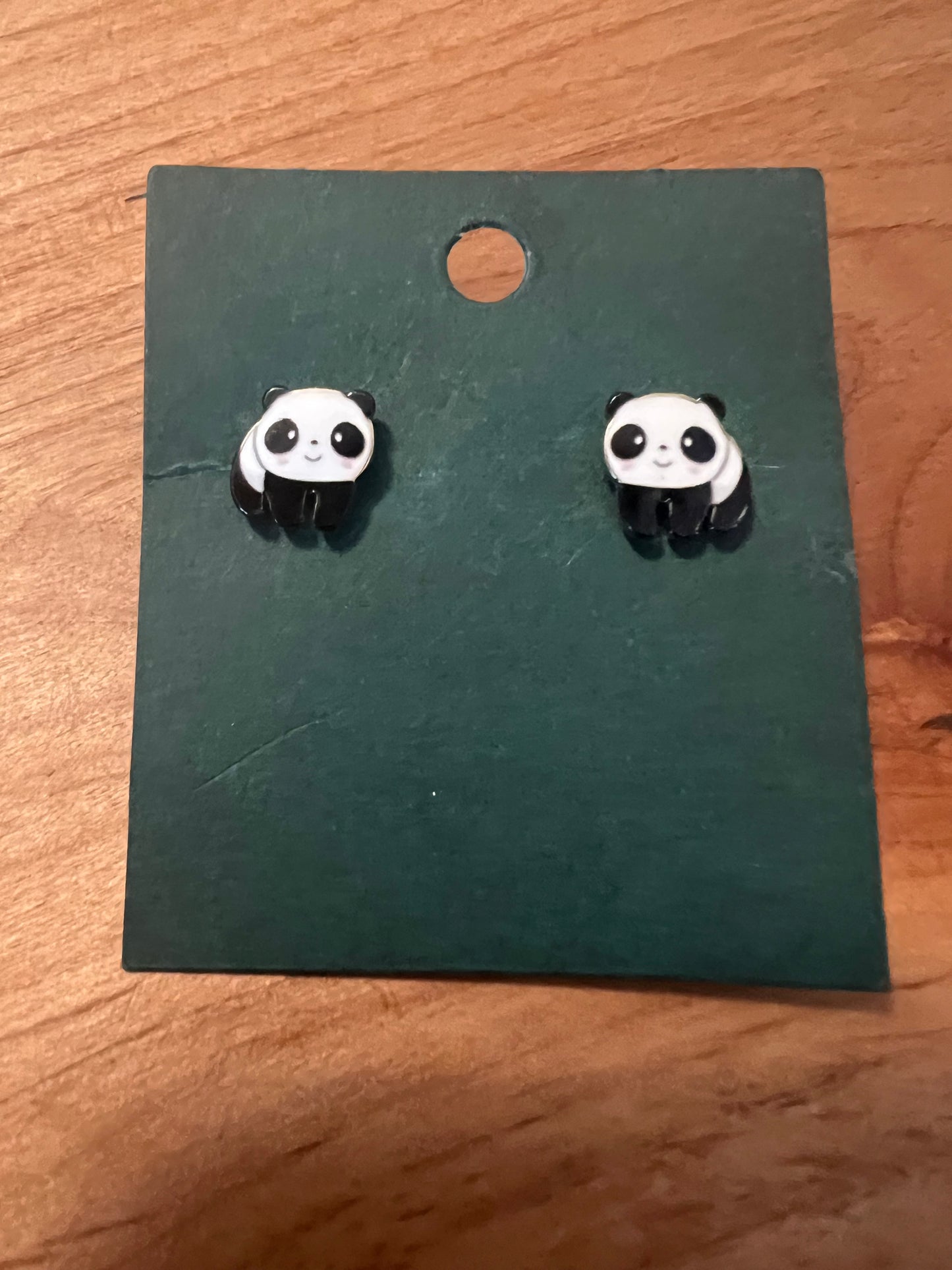 Enamel Style Panda Earrings