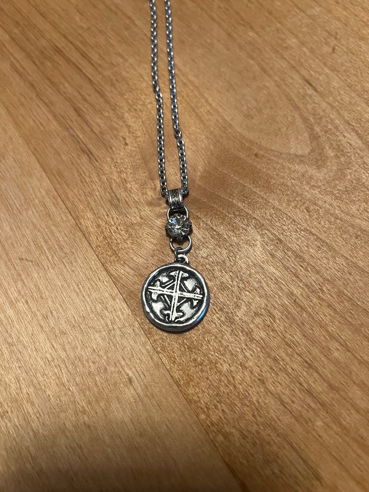 V Silver Cross Necklace