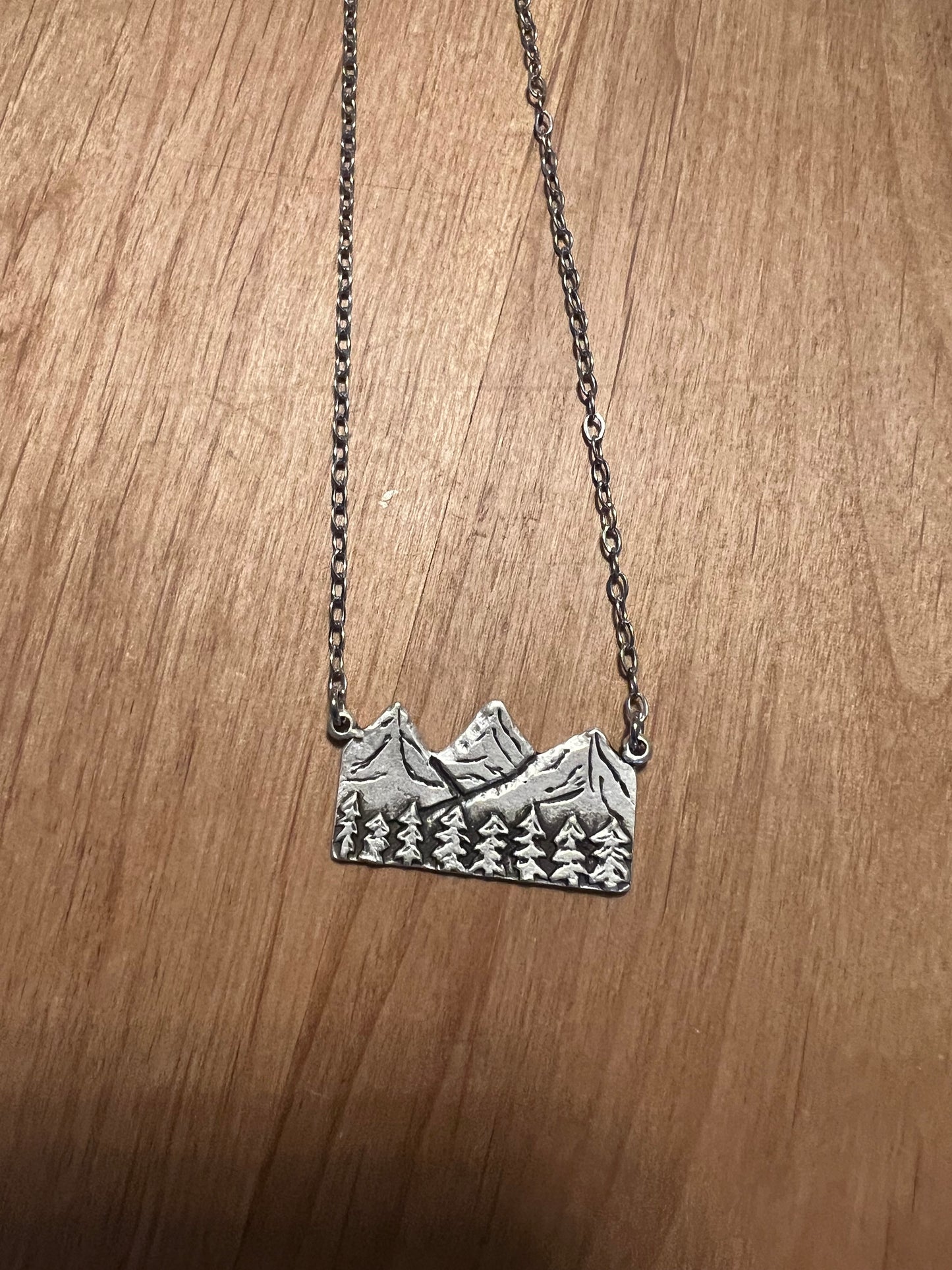 V Mountain Scene Necklace