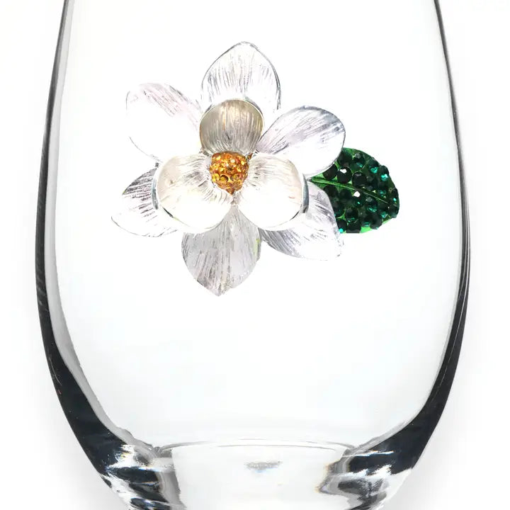 Magnolia Jeweled Stemless Wine Glass