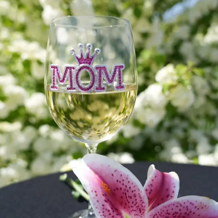 Mom Jeweled Stemmed Wine Glass