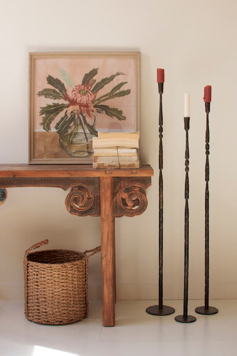 Tall Forged-Iron Taper Candle Holders assorted sizes