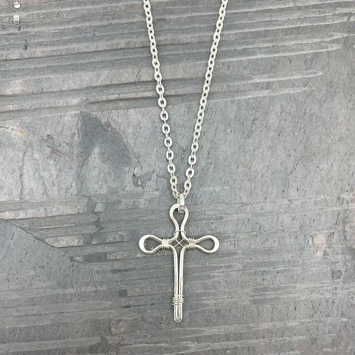 Silver Plated Necklace - Smaller Size Pointed Cross