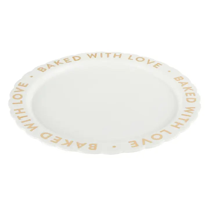 Ceramic Gold Foil Cake Plate - Baked with Love