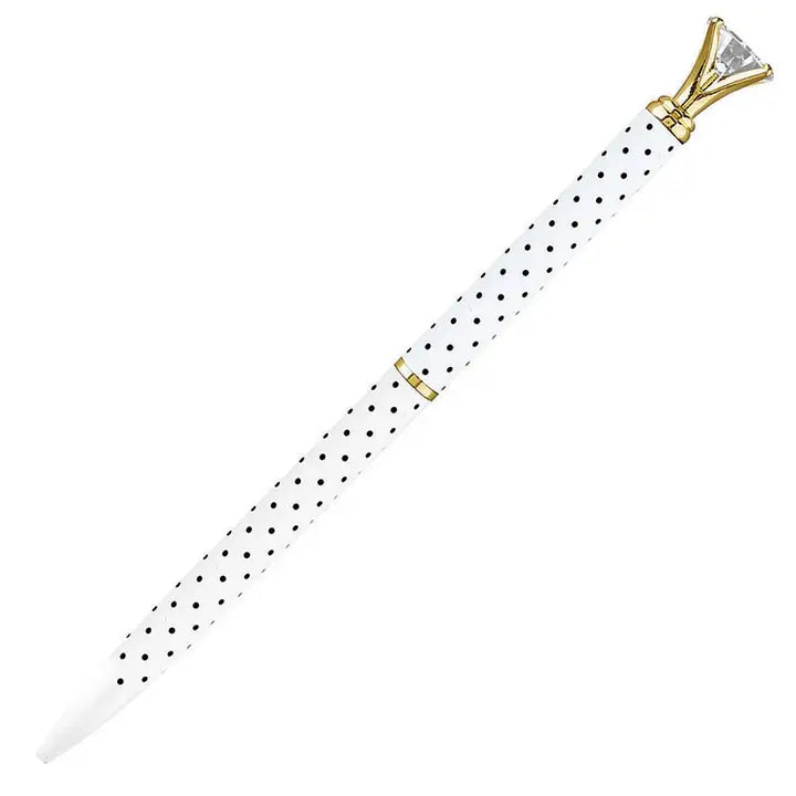 Mini Gem Pen White - With Gold Pin Dots