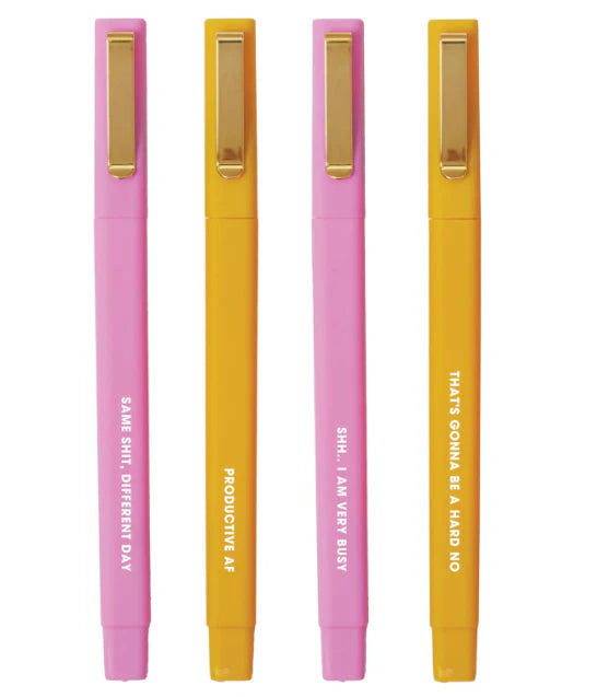 N Squared Ink Pens | Set of 4 Pink & Orange