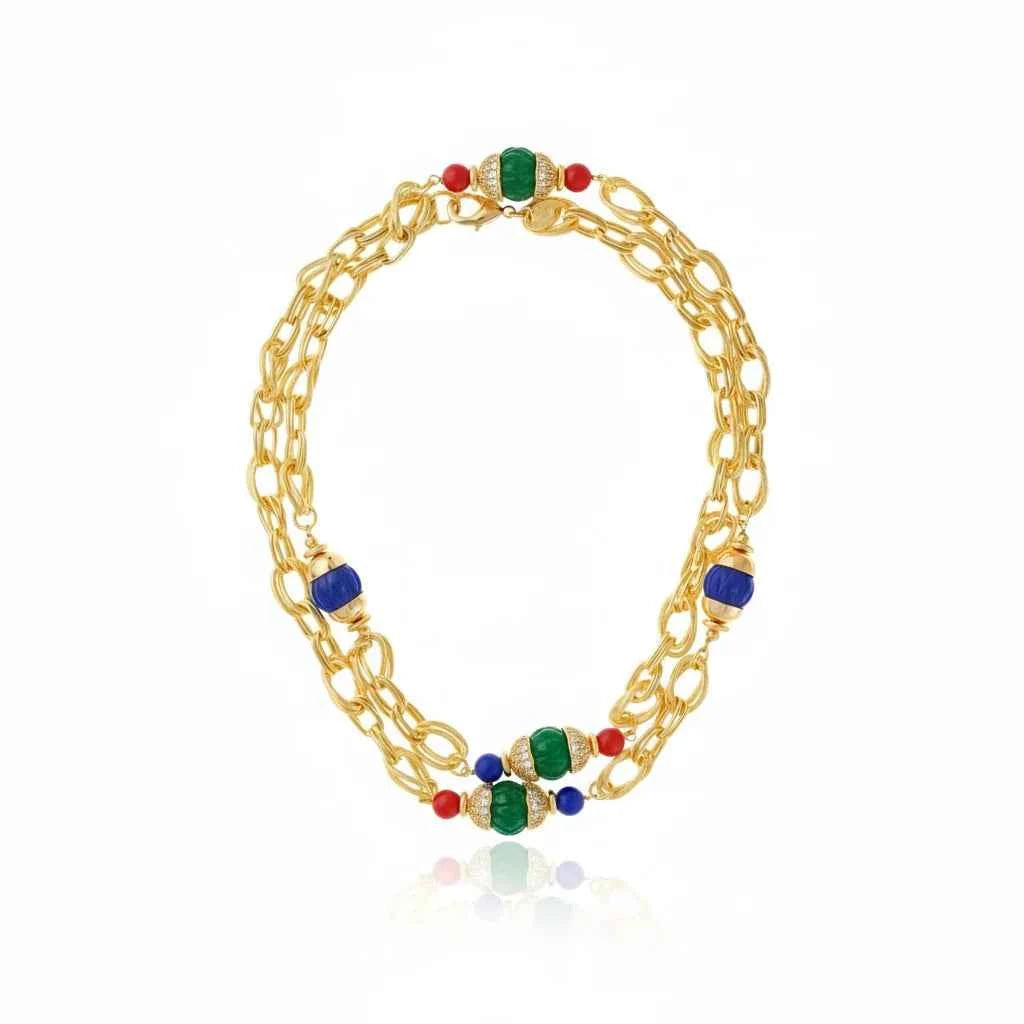 Volpi Chain Necklace Green, Blue and Red