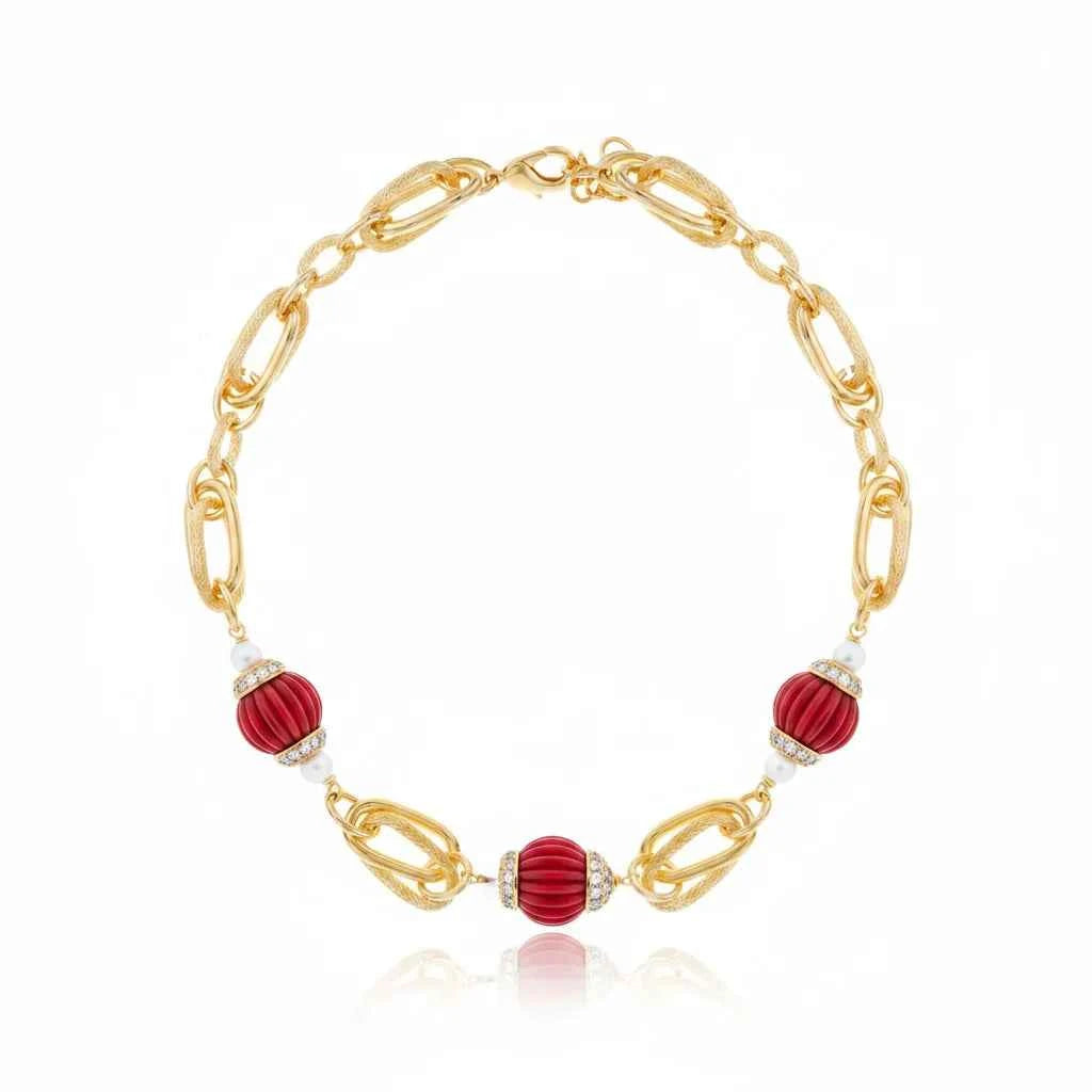 Zina Chain Necklace Red Coral