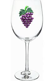 Purple Grapes Jeweled Stemmed Wine Glass