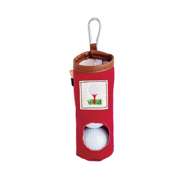 Red Embroidered Keychain w/ Two Golf Balls