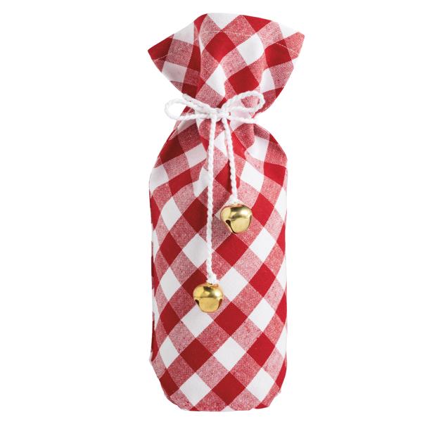 Red Gingham Cloth Wine Bag