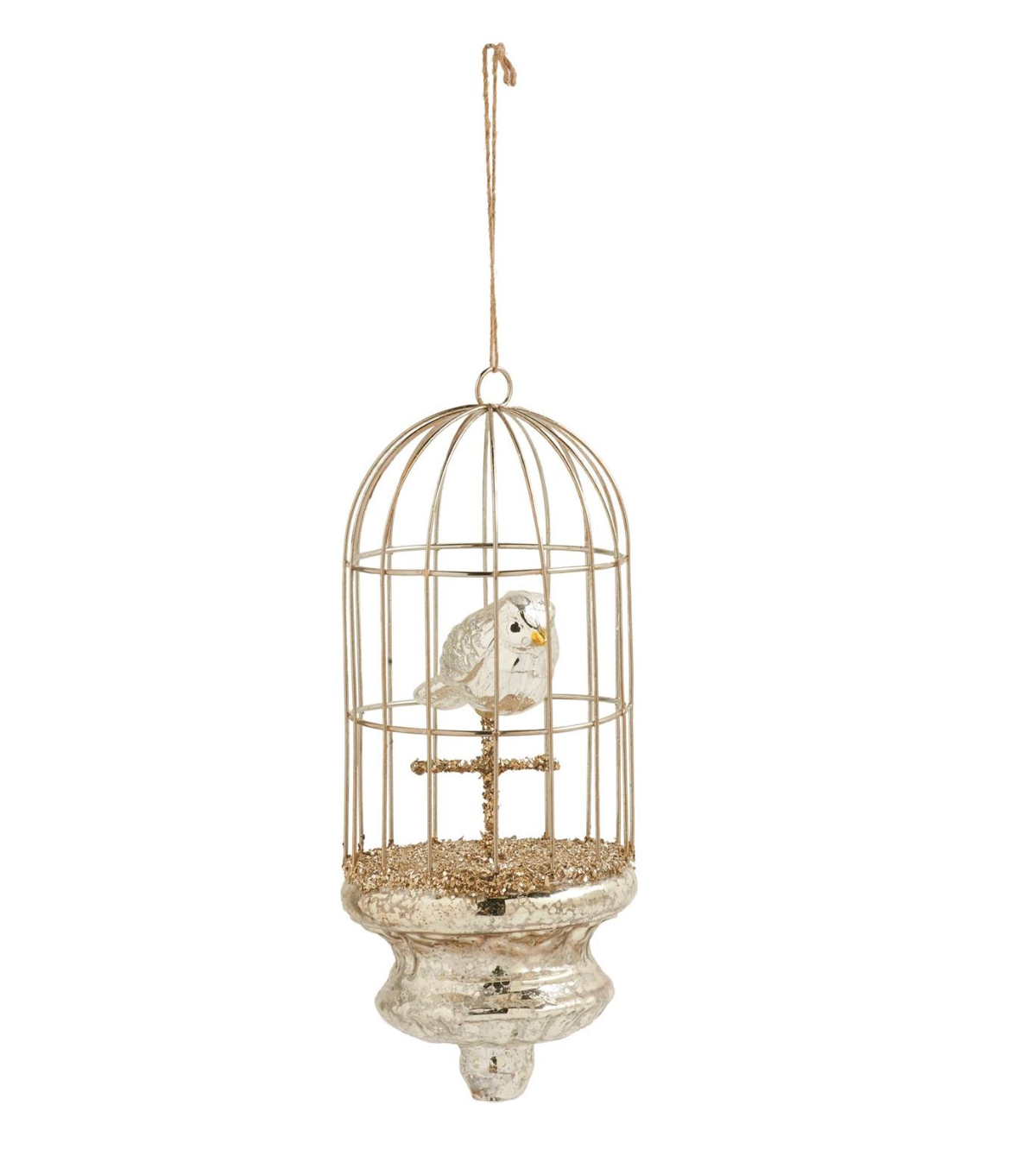 7.5" Mercury Glass Birdcage Ornament