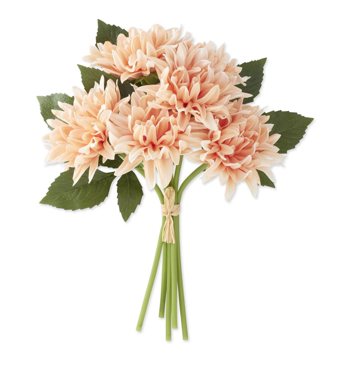 12 Inch Light Peach Real Touch Dahlia Bundle (6 Stems)