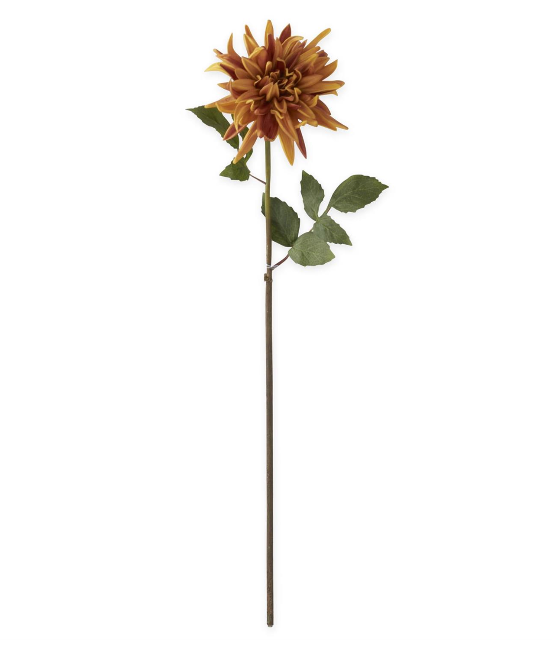 Tallo de dalia de tacto real naranja oscuro de 28,25 pulgadas
