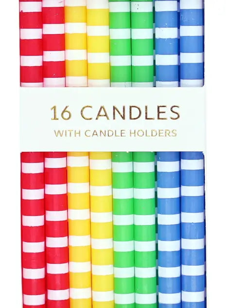 Striped Rainbow 16 Candle Set
