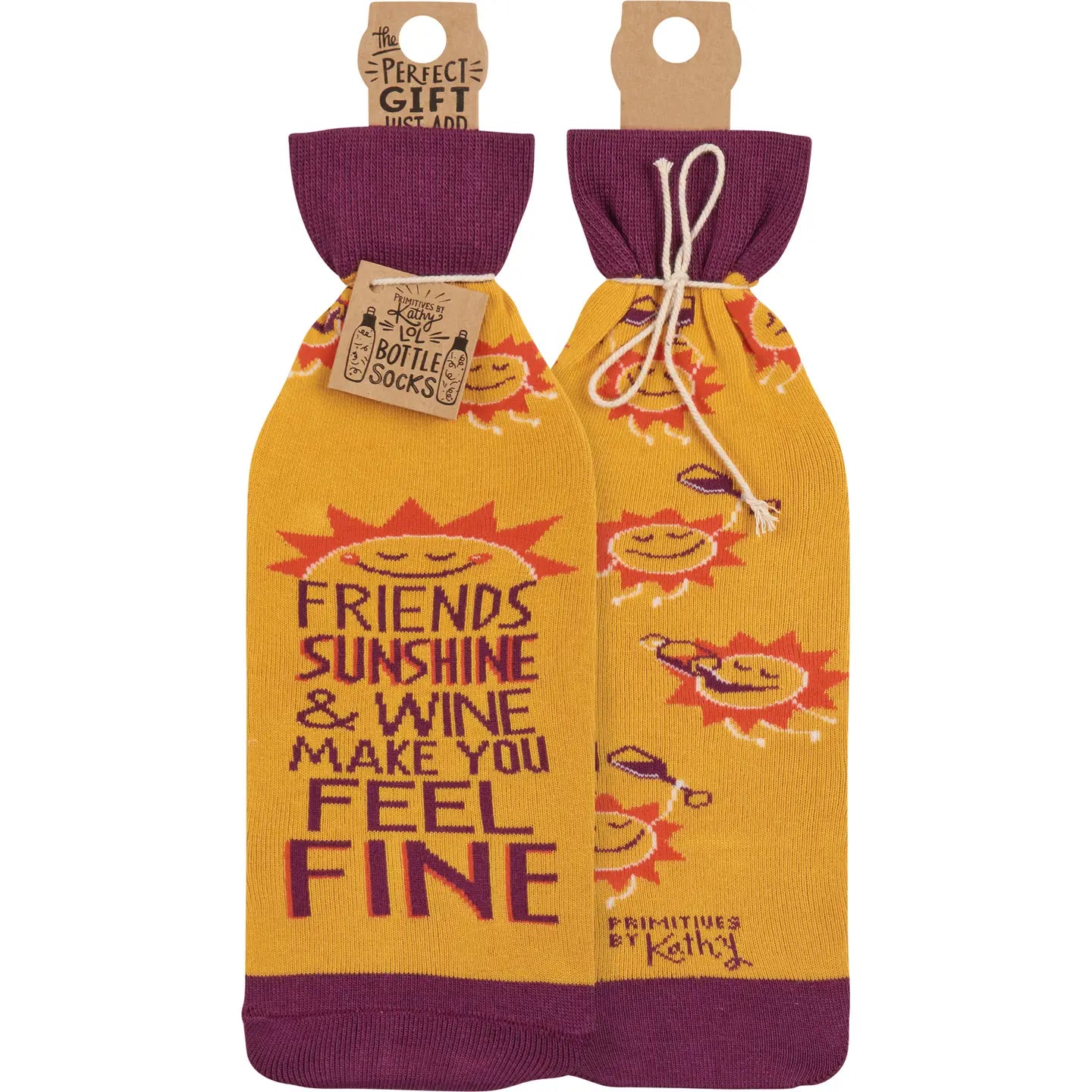 Calcetín de botella de vino y sol