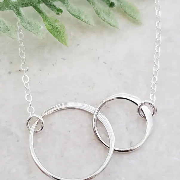 Two Intertwined Circle Sideways Necklace