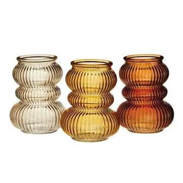 Vairied Brown Glass Candle Holder Set-Set of 3