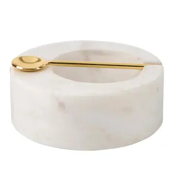 White Marble Pinch Pot with Spoon