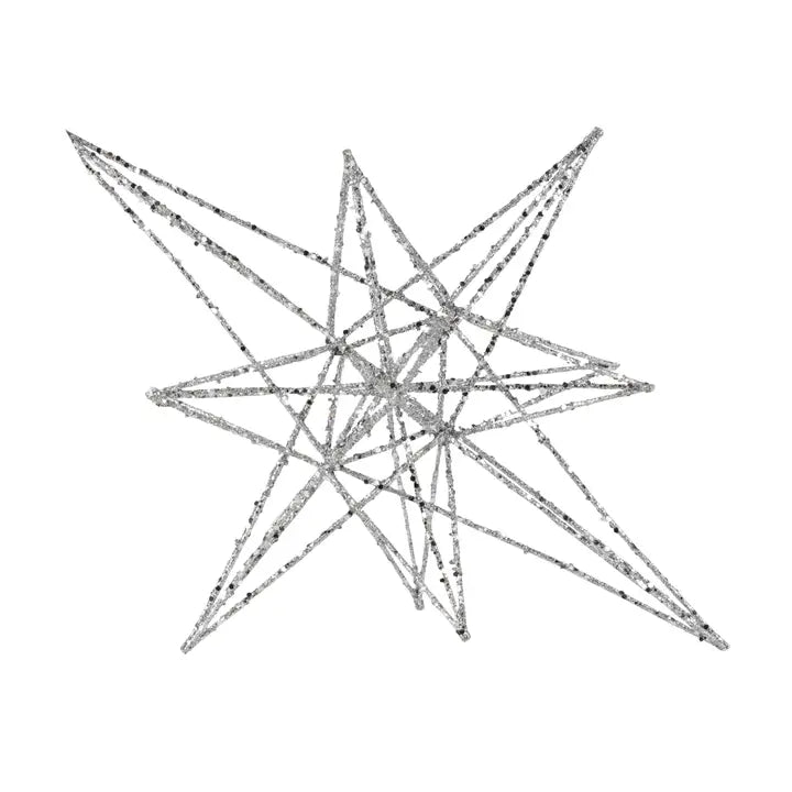 Wire Moravian Tree Ornament-Silver Glitter