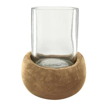 Wooden Glass Hurricane-Medium