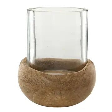 Wooden Glass Hurricane-Small