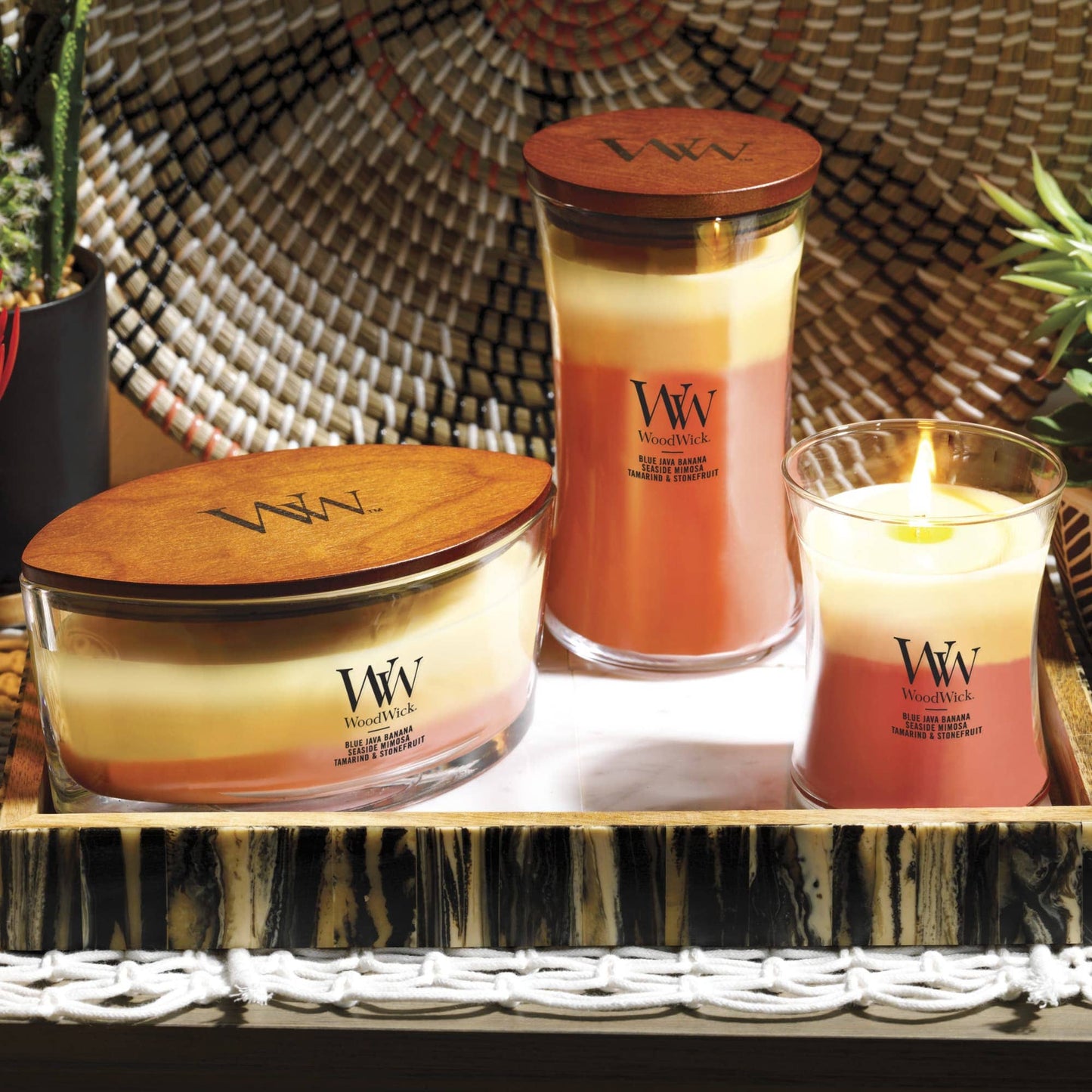 Tropical Sunrise Trilogy Medium Hourglass Candle, 9.7 oz