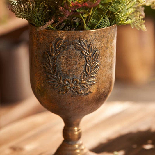 Vintage Style Laurel Gold Urn Planter