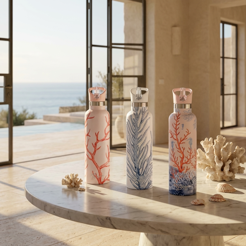Del Mar | Pink Seahorse Coral Insulated Water Bottle 25oz